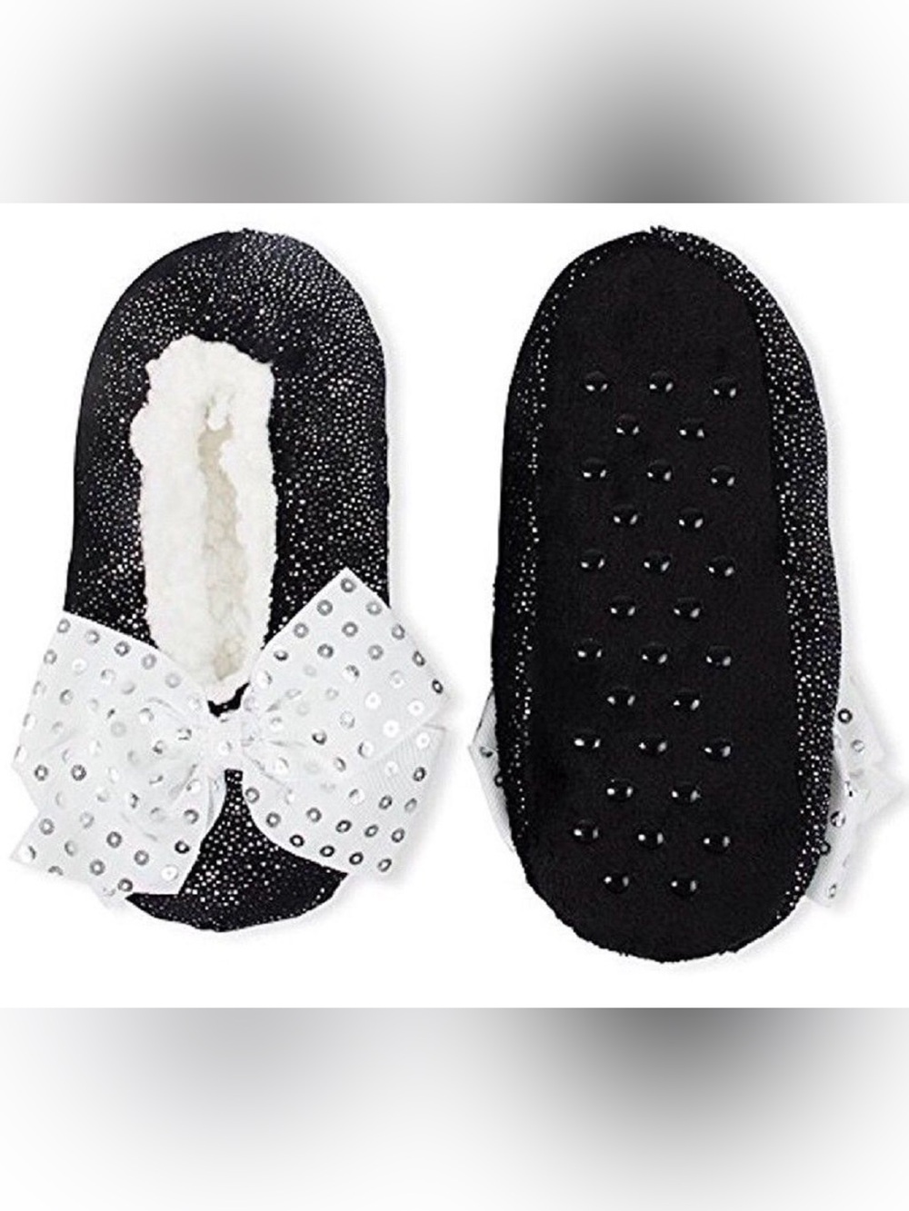 Jojo Siwa Kids Black White Bow-Accent Slippers Socks